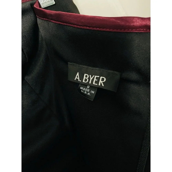 Vtg A Byer Dress 9 Short Formal Fairy Goth Bow Coquette Black Lace Ribbing Slit - Picture 7 of 15